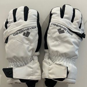 Obermeyer Teen Snow Gloves in White and Black Size Medium
